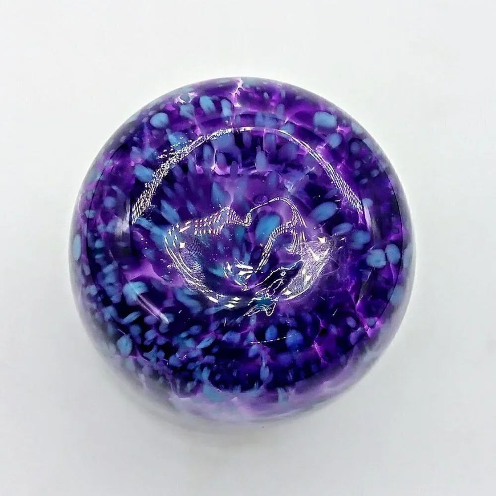 Handblown Purple Blue Studio Art Glass Candle Holder Vase